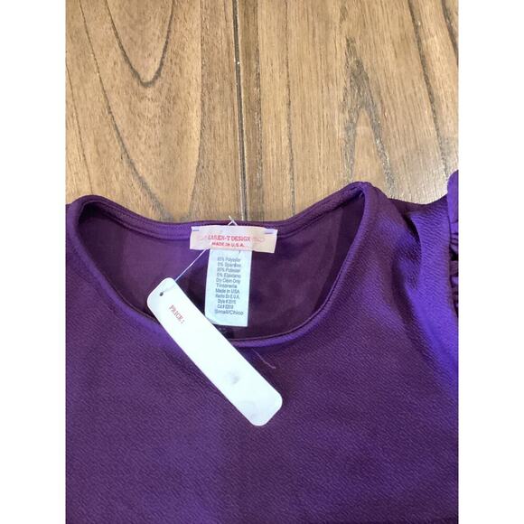 Karen T Design Balloon Long Sleeve Midi mini bodycon fitted Dress Purple S NWT - Picture 8 of 10